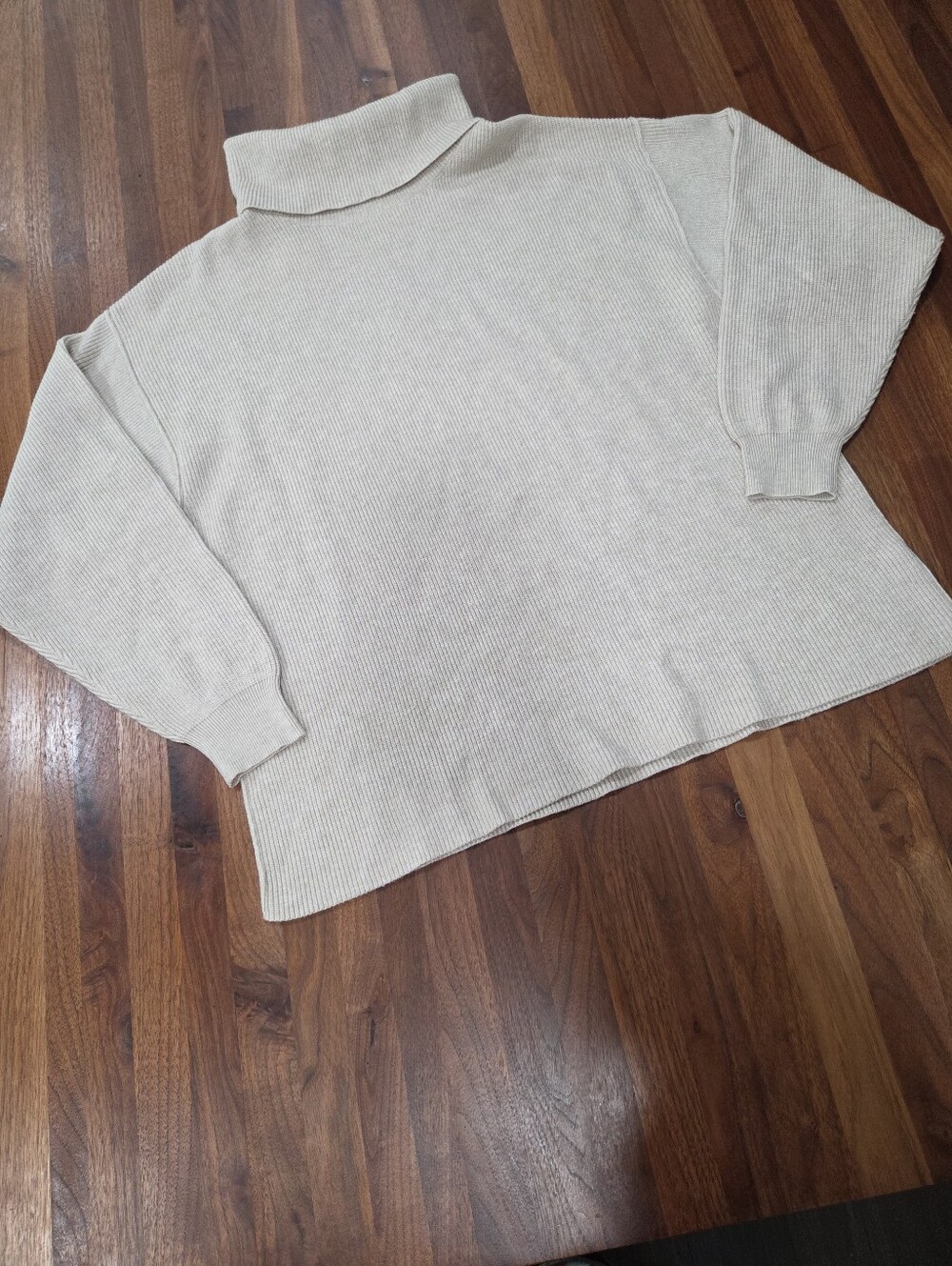 Free People Softly Structured Cream Foldover Turtleneck Ribbed Sweaters Size Med